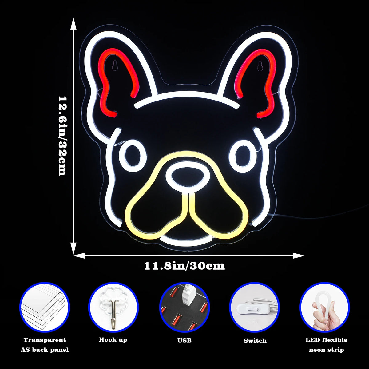 Χαριτωμένο σκυλάκι – επιγραφή LED νέον (5 V USB)
