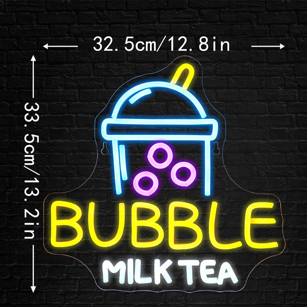 BUBBLE MILK TEA – Gobelet de bubble tea – enseigne néon LED (5 V USB)