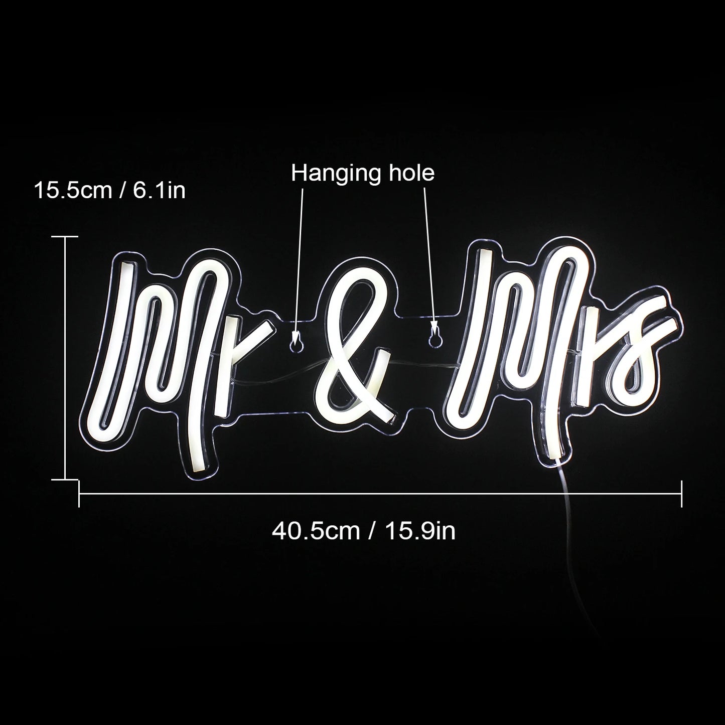 Mr & Mrs 5V Mini USB LED Neon Sign - Budget Friendly