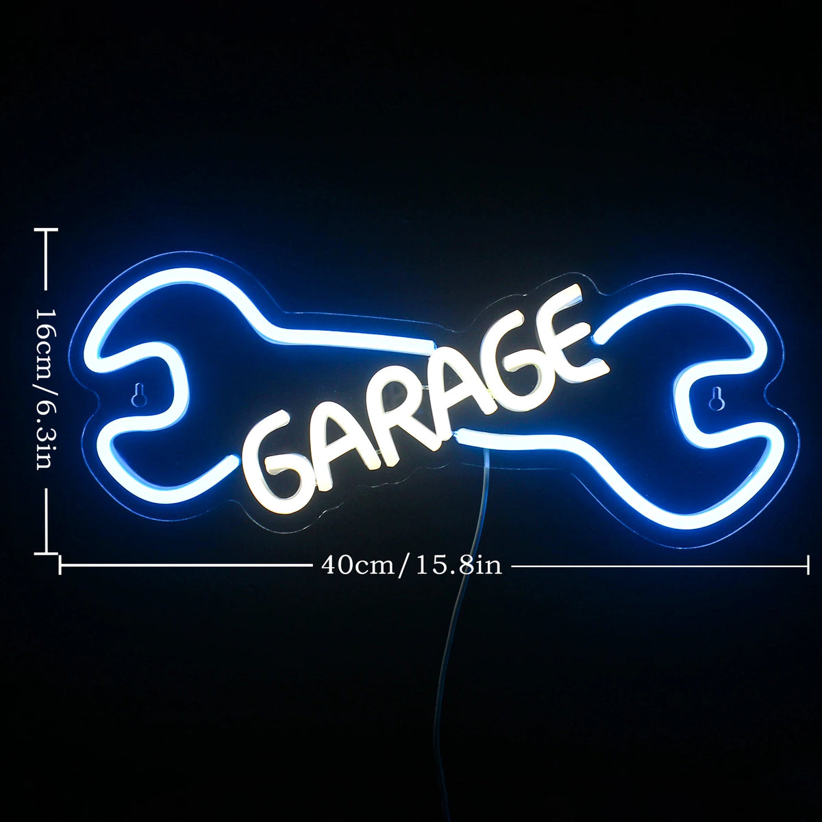 GARAGE – Skruenøgle – LED-neonskilt (5 V USB)