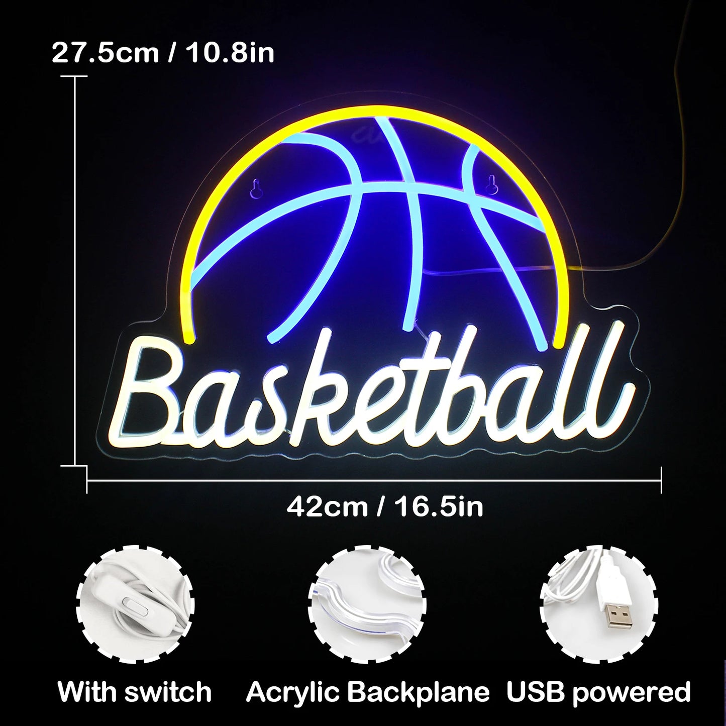 Basketball 5V Mini USB LED Neon Sign - Budget Friendly