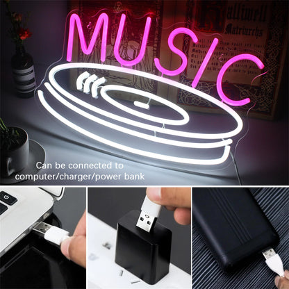 Music Record 5V USB LED Neon Sign - Budget Friendly