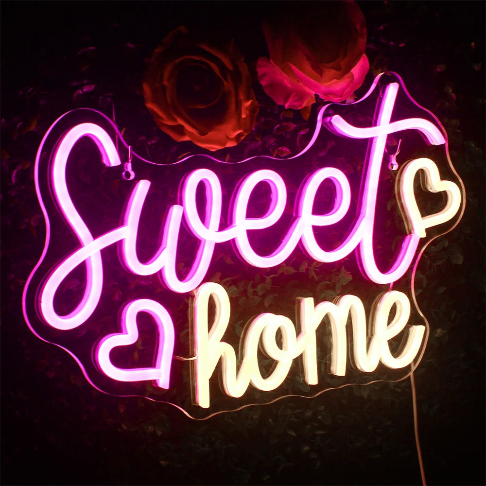 Sweet home – Hjerter – LED-lysskilt (5 V USB)