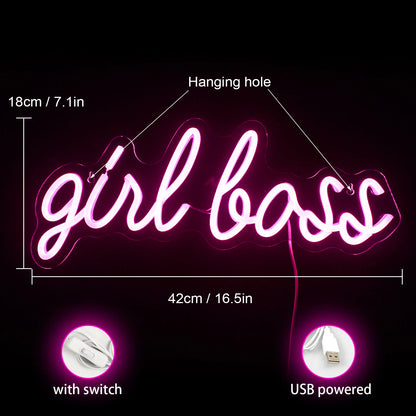 Girl Boss 5V Mini USB LED Neon Sign - Budget Friendly