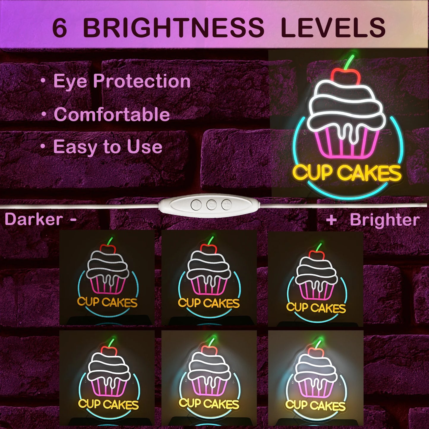 Cup Cake 5V Mini USB LED Neon Sign - Budget Friendly