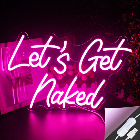 Let's Get Naked 5V Mini USB LED Neon Sign - Budget Friendly