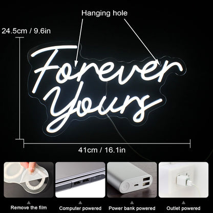 Forever Yours 5V Mini USB LED Neon Sign - Budget Friendly