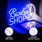 Barber SHOP – Ψαλίδι σε κυκλικό περίγραμμα – φωτεινή επιγραφή LED νέον (5 V USB)