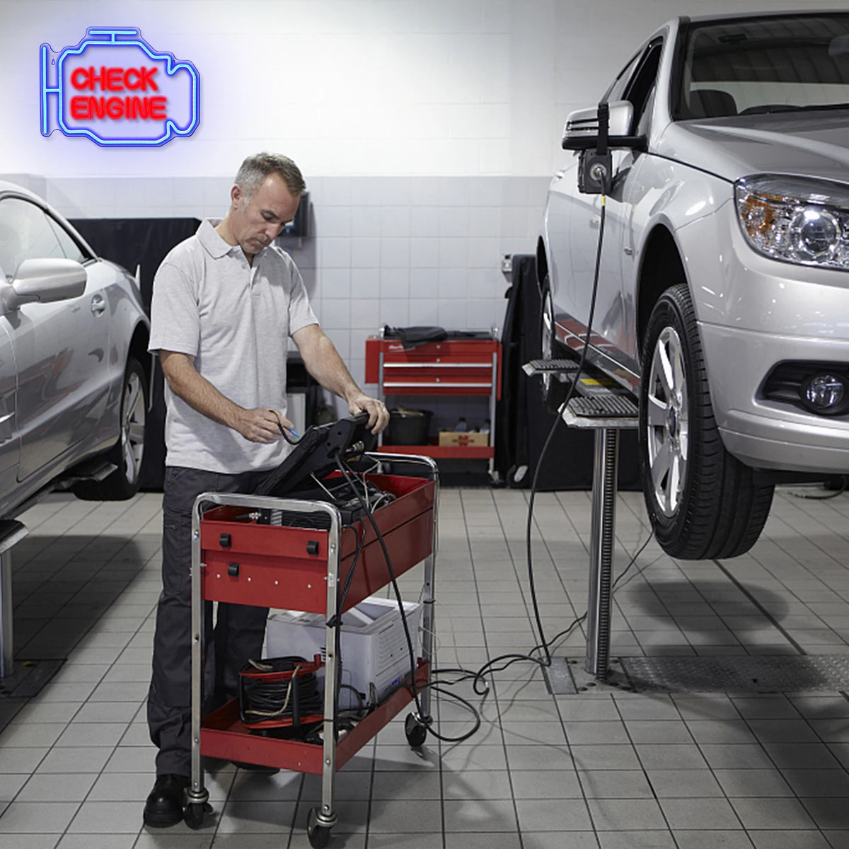 Check Engine 5V USB LED Neonskilt - Budgetvenlig
