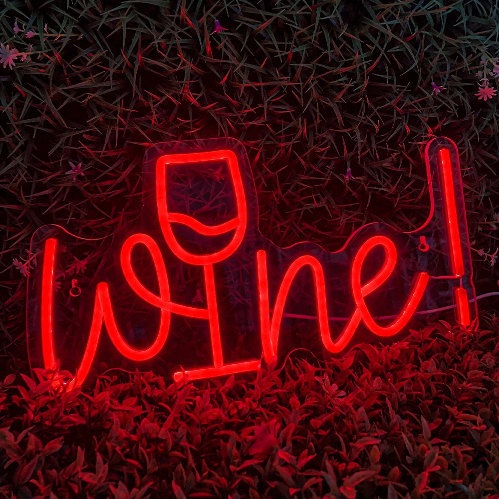 Wine – Verre à vin à la place du i – enseigne néon LED (5 V USB)