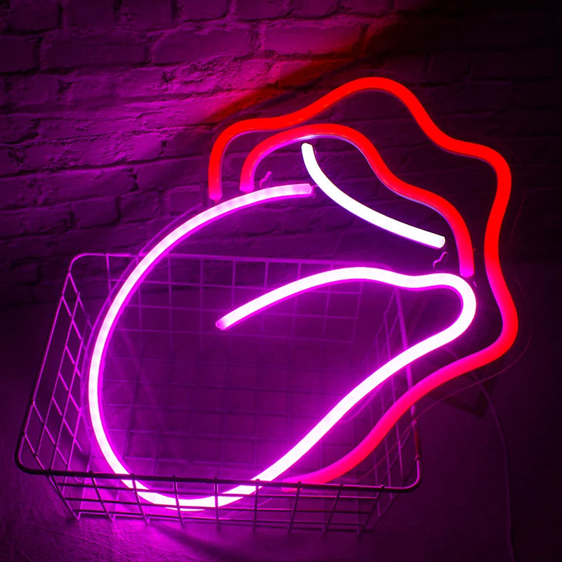 Sexy Flame Red Lips Big Tongue 5V Mini USB LED neonový nápis – cenově dostupný