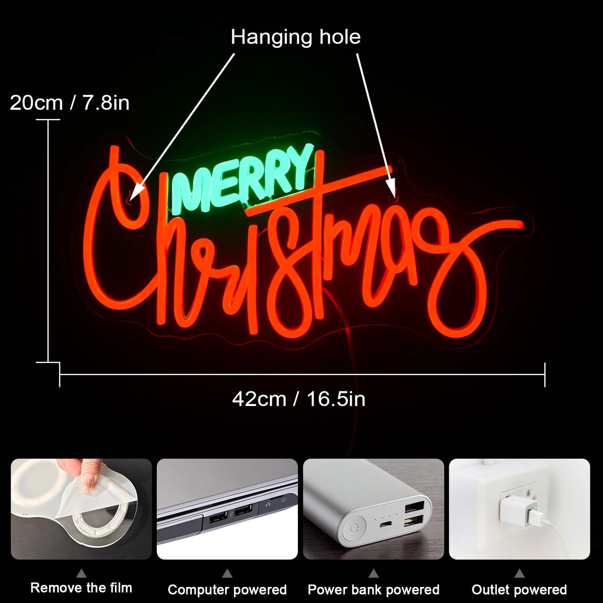 Merry Christmas – LED-neon felirat (5 V USB)
