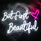 But First Beautiful – Inimă – reclamă luminoasă neon LED (5 V USB)