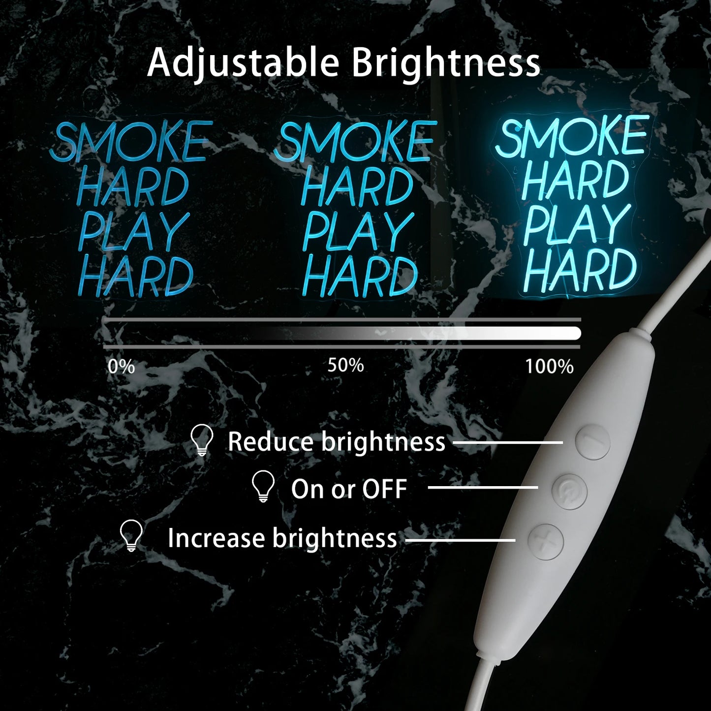 Smoke Hard Play Hard 5V USB LED Neonskilt - Prisvenligt