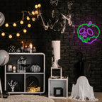 Æble med kraniemotiv – LED-neonskilt (5 V USB)