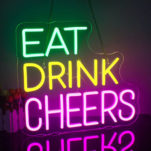 Eat Drink Cheers 5V Mini USB  LED Neon Sign - Budget Friendly