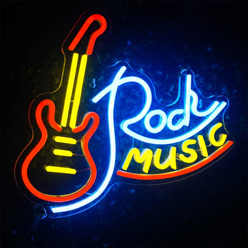 Rock MUSIC – E-Gitarre – LED-Neonschild (5 V USB)