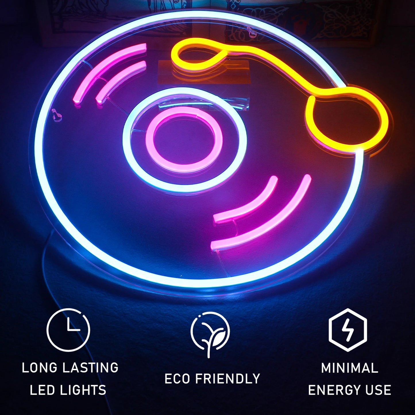 CD Vinyl Record 5V Mini USB LED Neon Sign - Budget Friendly