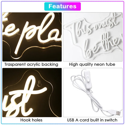 This must be the place 5V Mini USB LED Neon Sign - Budget Friendly