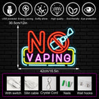 NO VAPING – Διαγραμμένο ηλεκτρονικό τσιγάρο – επιγραφή LED νέον (5 V USB)