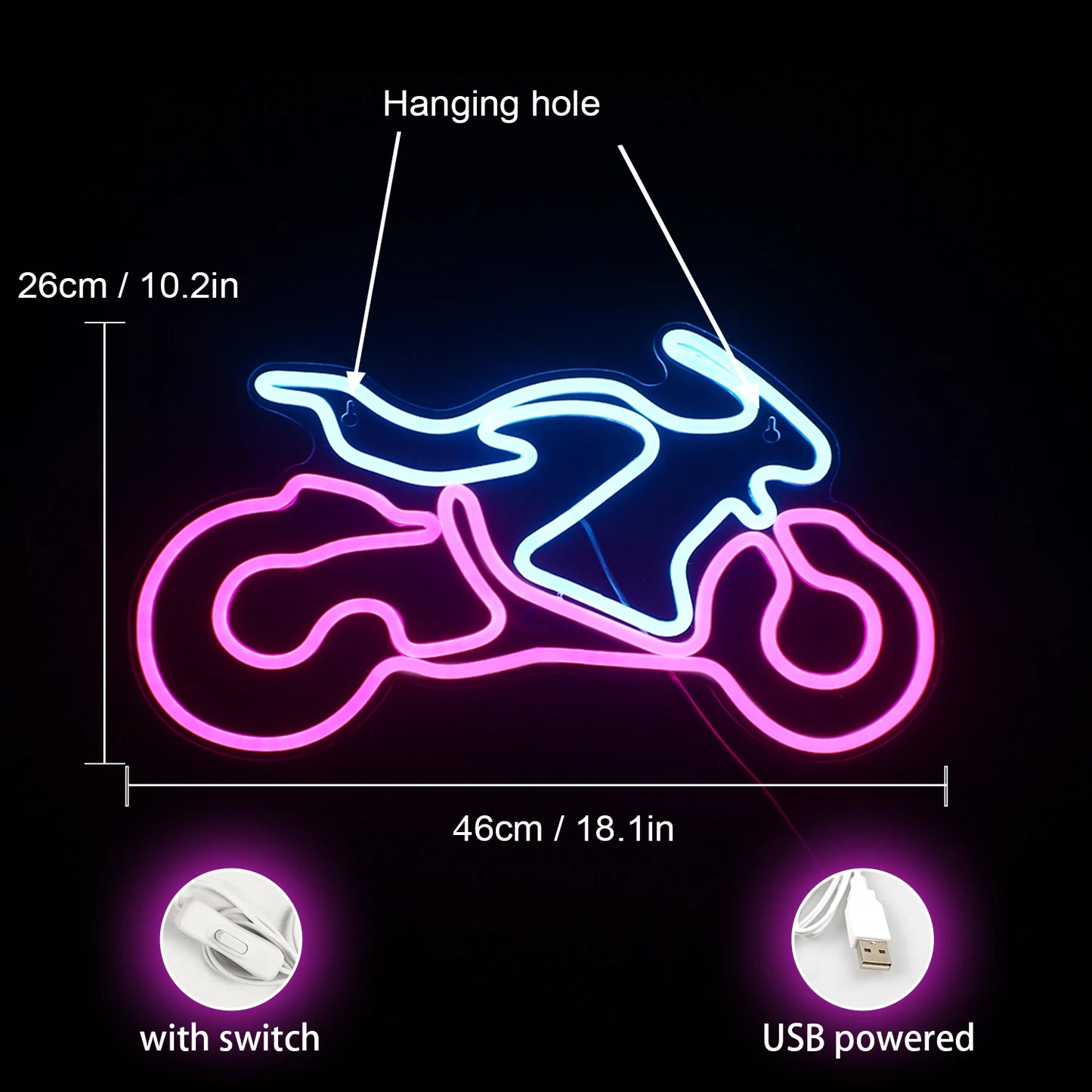 Motorcycle 5V Mini USB LED Neon Sign - Budget Friendly