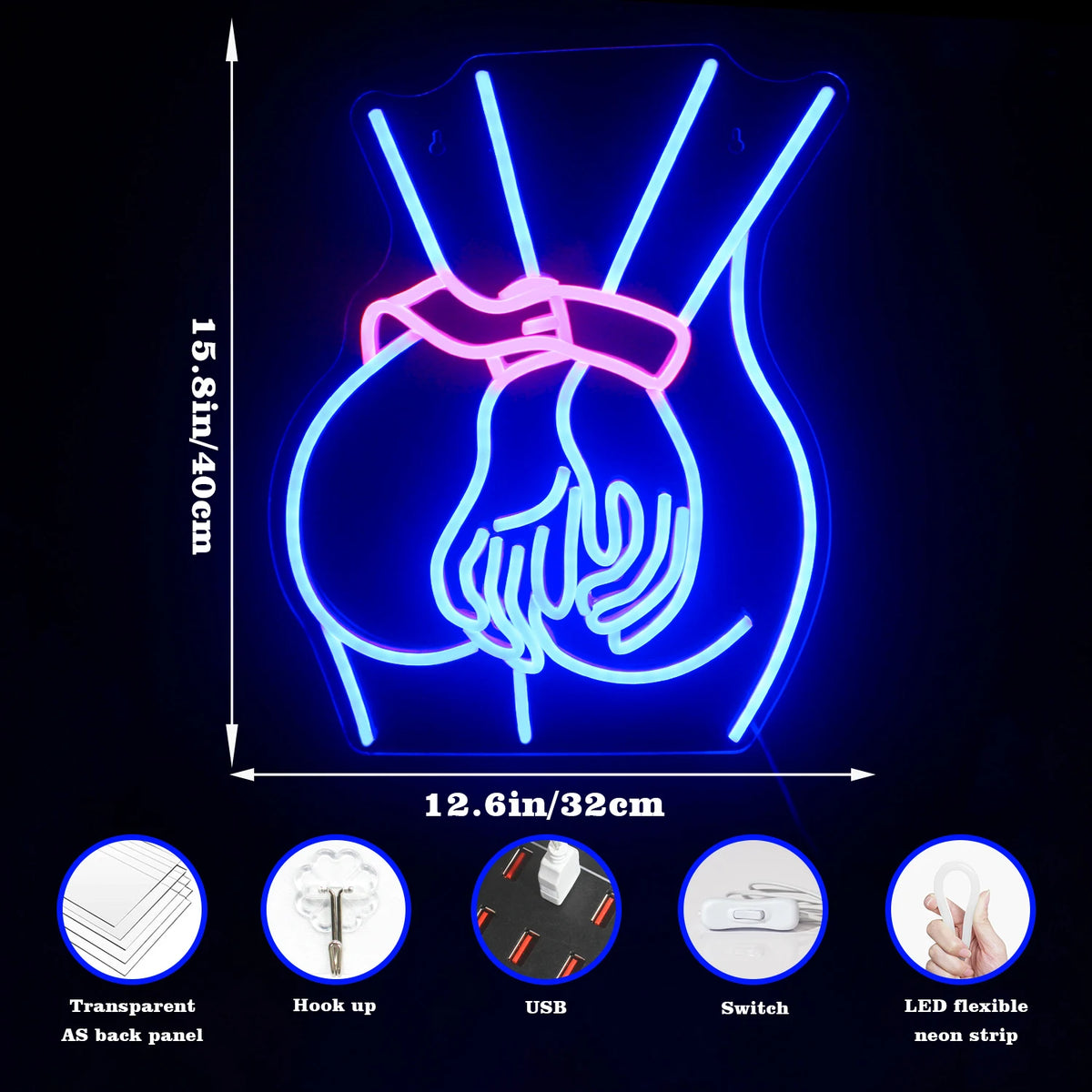 Umriss eines Frauenkörpers – LED-Neonschild (5 V USB)