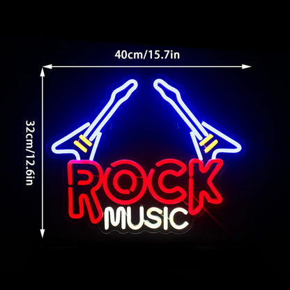 Rock Guitar 5V Mini USB LED Neon Sign - Budget Friendly