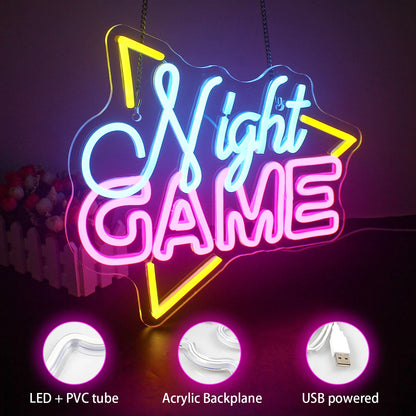 Game Night 5V Mini USB LED Neon Sign - Budget Friendly