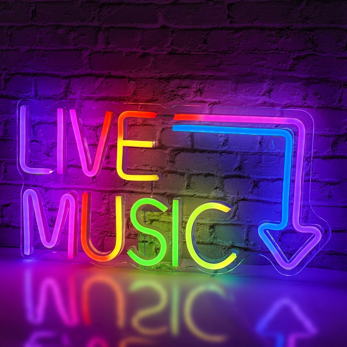 Live Music – Flecha – letrero de neón LED (5 V USB)