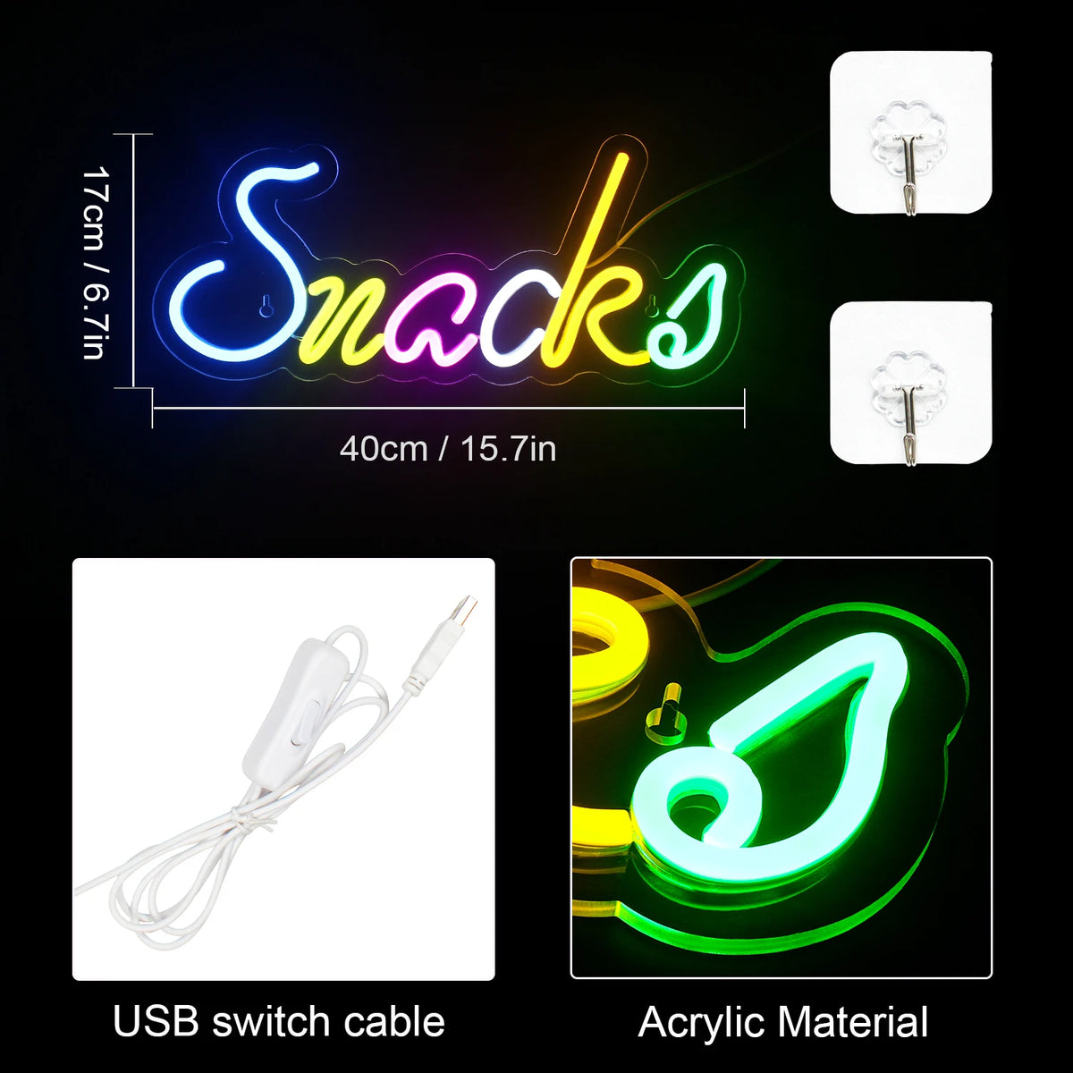 Snacks Sign Led Colorful Snacks LED Neon Sign: Affordable Custom Designs – The Art Neon