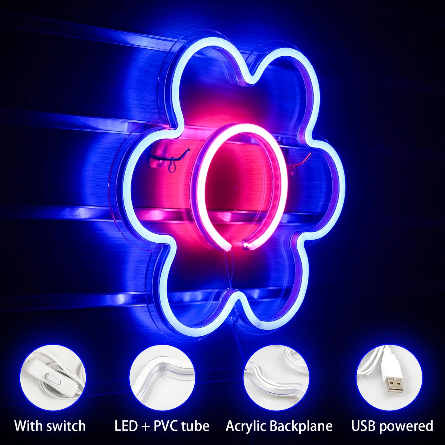 LED Flower 5V Mini USB  LED Neon Sign - Budget-Friendly