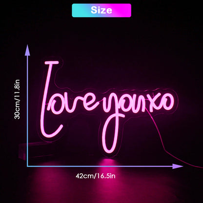 Love You XO 5V Mini USB LED Neon Sign - Budget Friendly