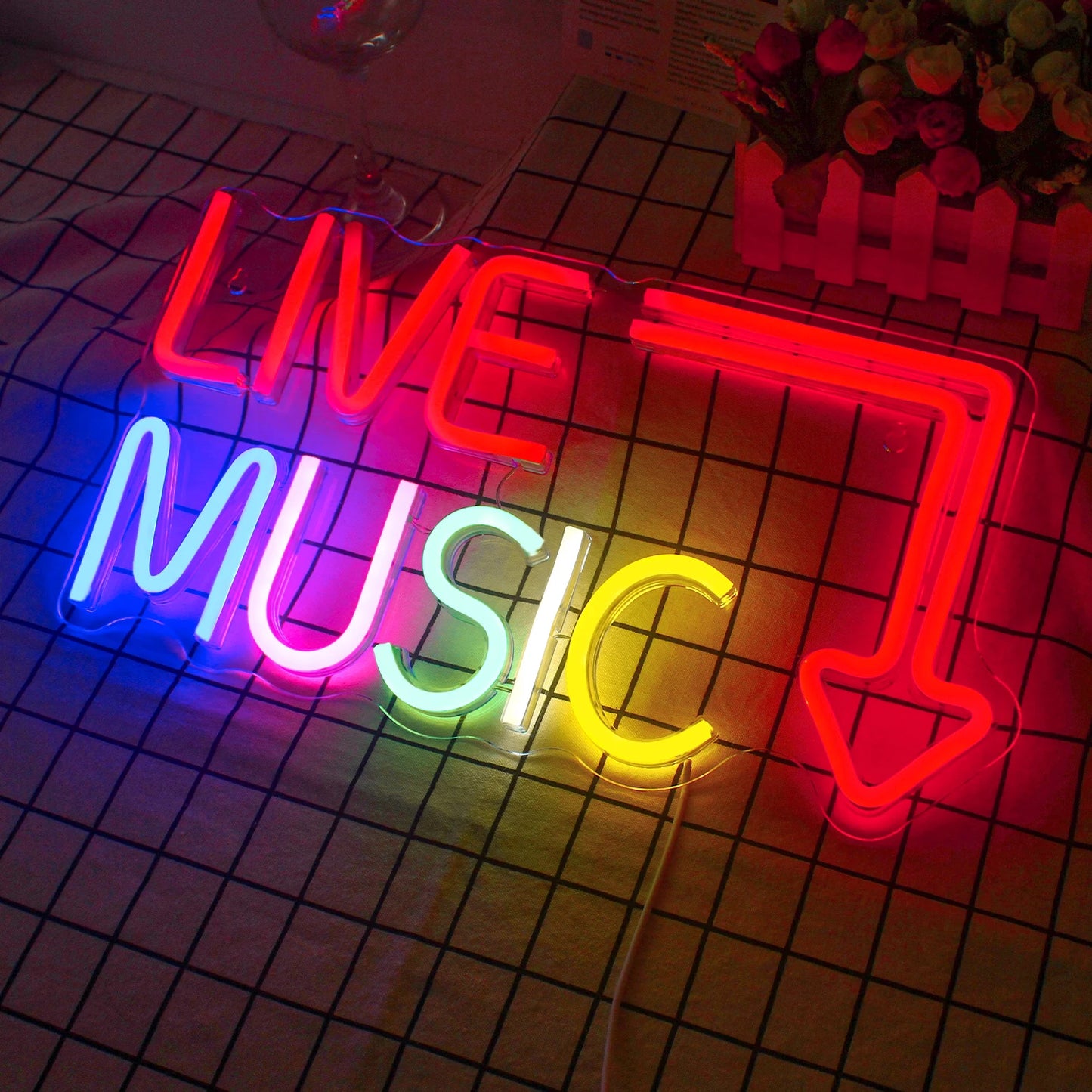 Live Music 5V Mini USB LED Neon Sign - Budget Friendly