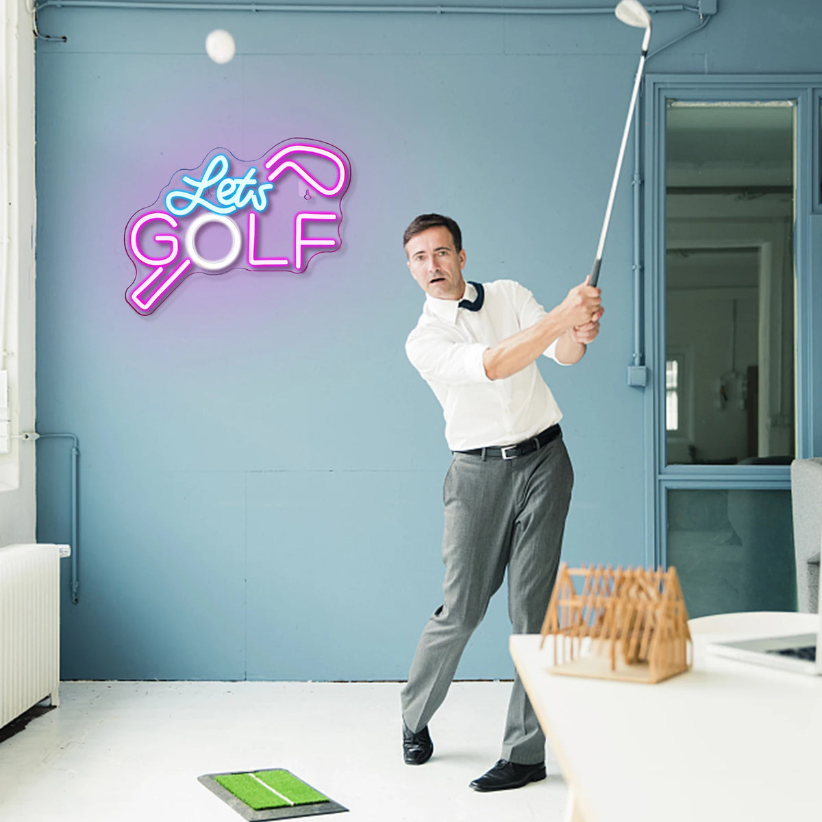Let's GOLF – Palo de golf – rótulo de neón LED (5 V USB)