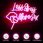 Less Stress More Sex – Lèvres et sucette – néon LED (5 V USB)