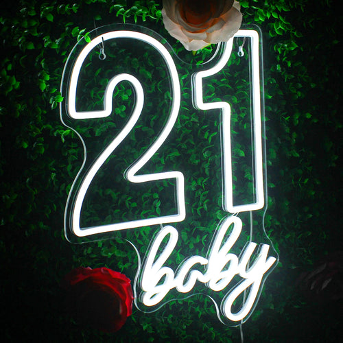21 baby Happy Birthday 5V USB LED Neon Sign - Budget Friendly