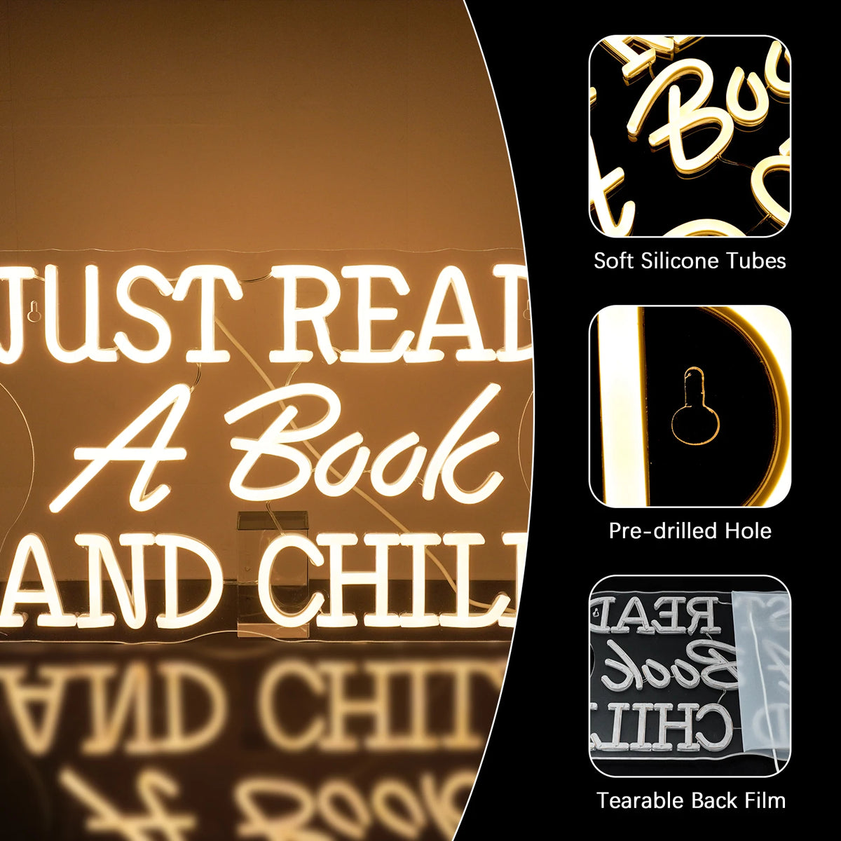 Just Read A Book And Chill – LED-neon felirat (5 V USB)