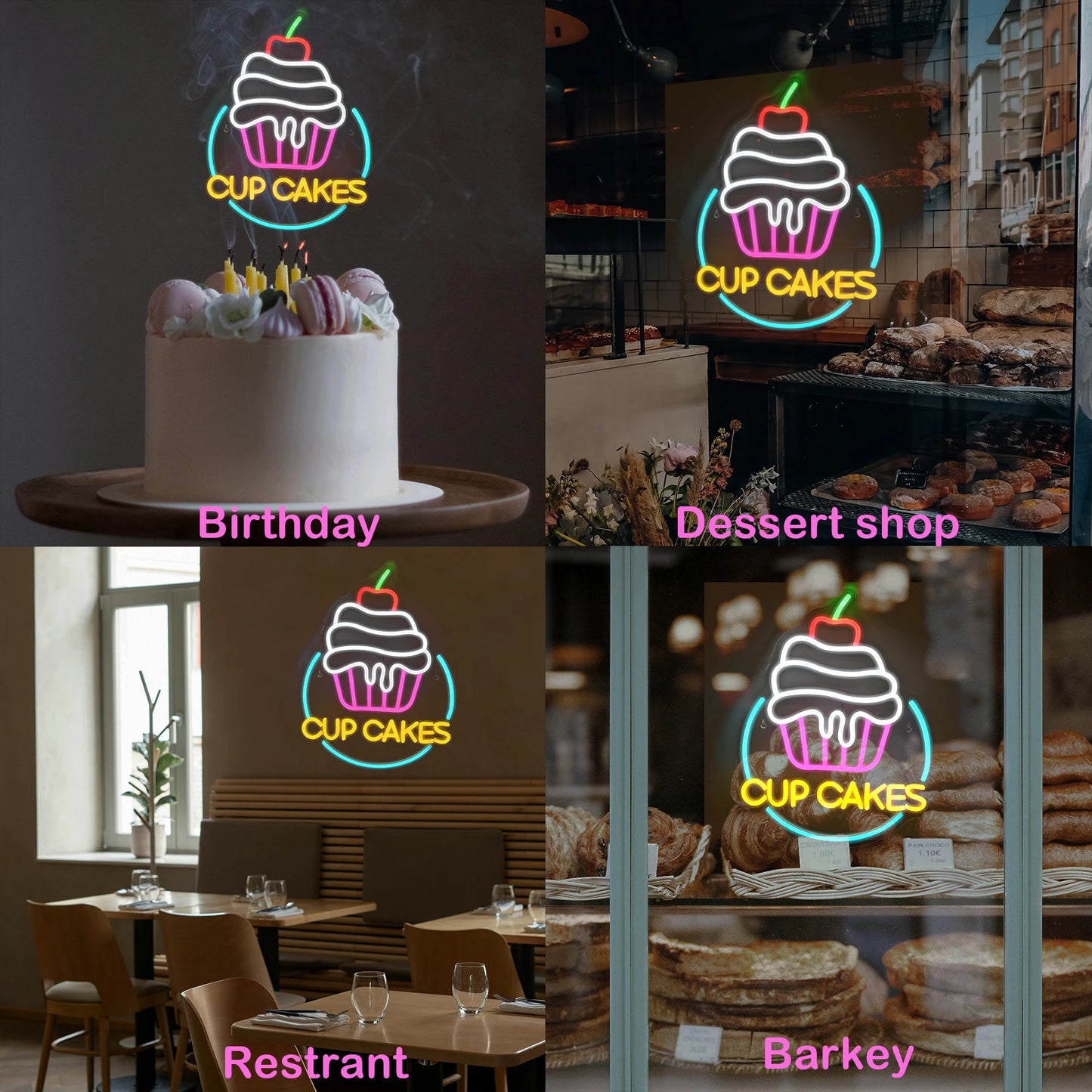 Cup Cake 5V Mini USB LED Neon Sign - Budget Friendly