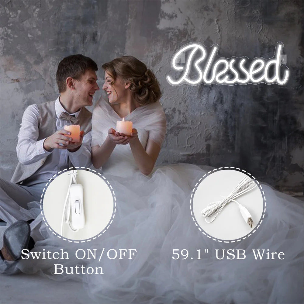 Blessed – LED-Neon-Schriftzug (5 V USB)