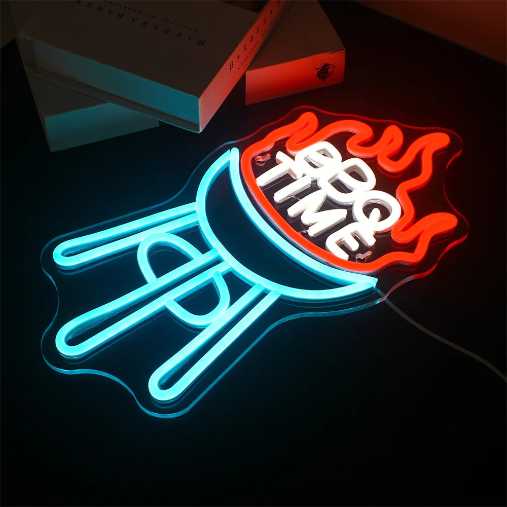 BBQ Time 5V Mini USB  LED Neon Sign - Budget-Friendly