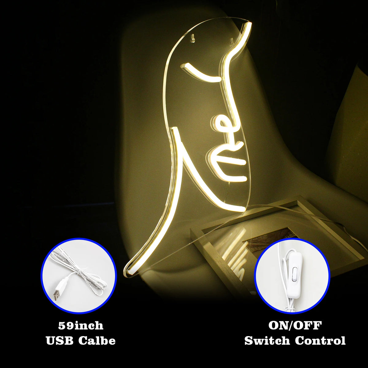 Gesicht – LED-Neonschild (5 V USB)
