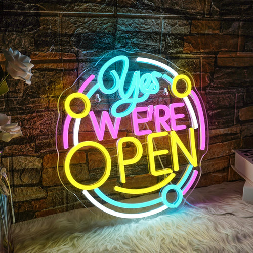 Yes We're Open – neon reklamowy LED (5 V USB)