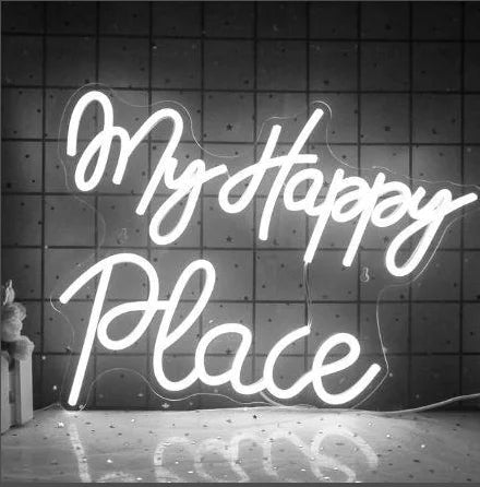 My Happy Place 5V Mini USB LED Neon Sign - Budget Friendly