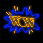 WOW – Koomiksipahvak – uus kujundus – LED-neoonsilt (5 V USB)