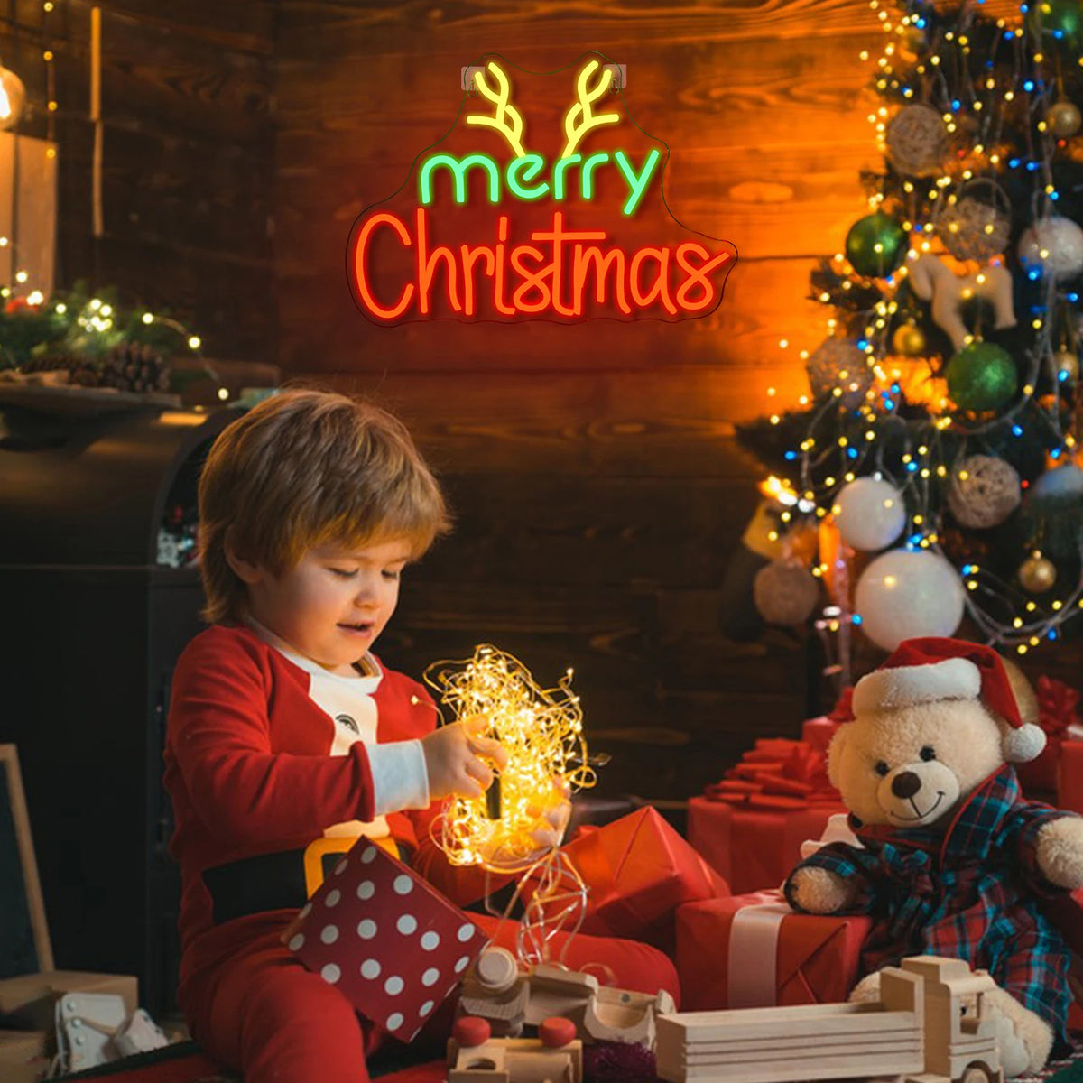 merry Christmas – Bois de renne – néon LED (5 V USB)