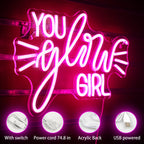 YOU glow GIRL – Svetelné lúče – LED neónový nápis (5 V USB)