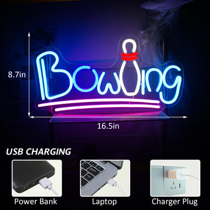 Bowling 5V Mini USB LED Neon Sign - Budget Friendly