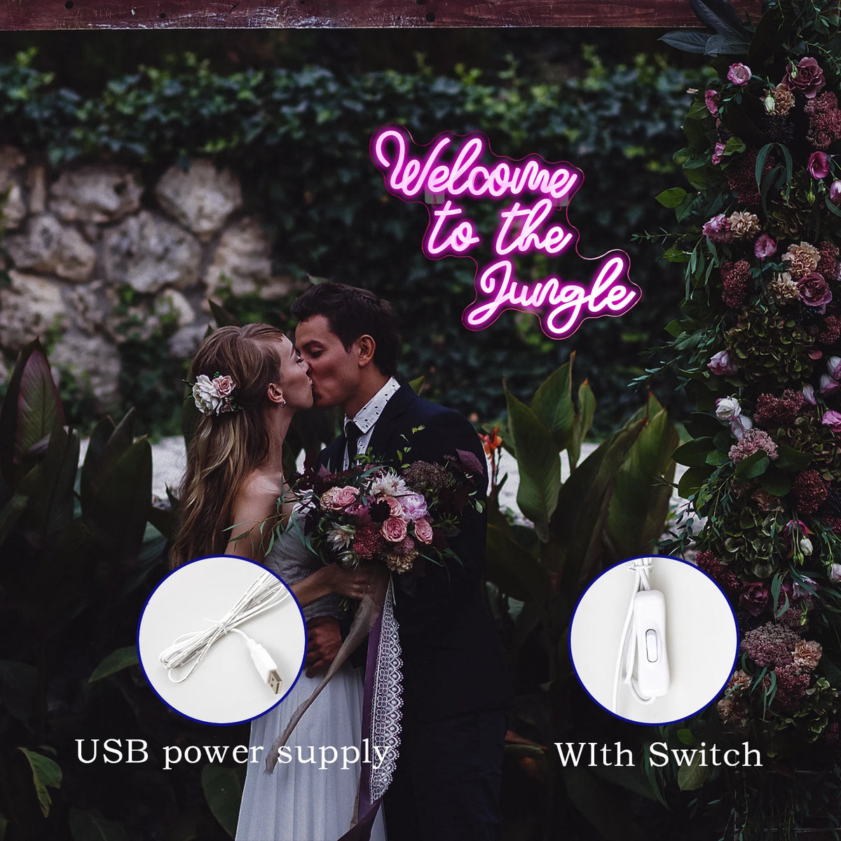 Welcome to the Jungle – LED-lysskilt (5 V USB)