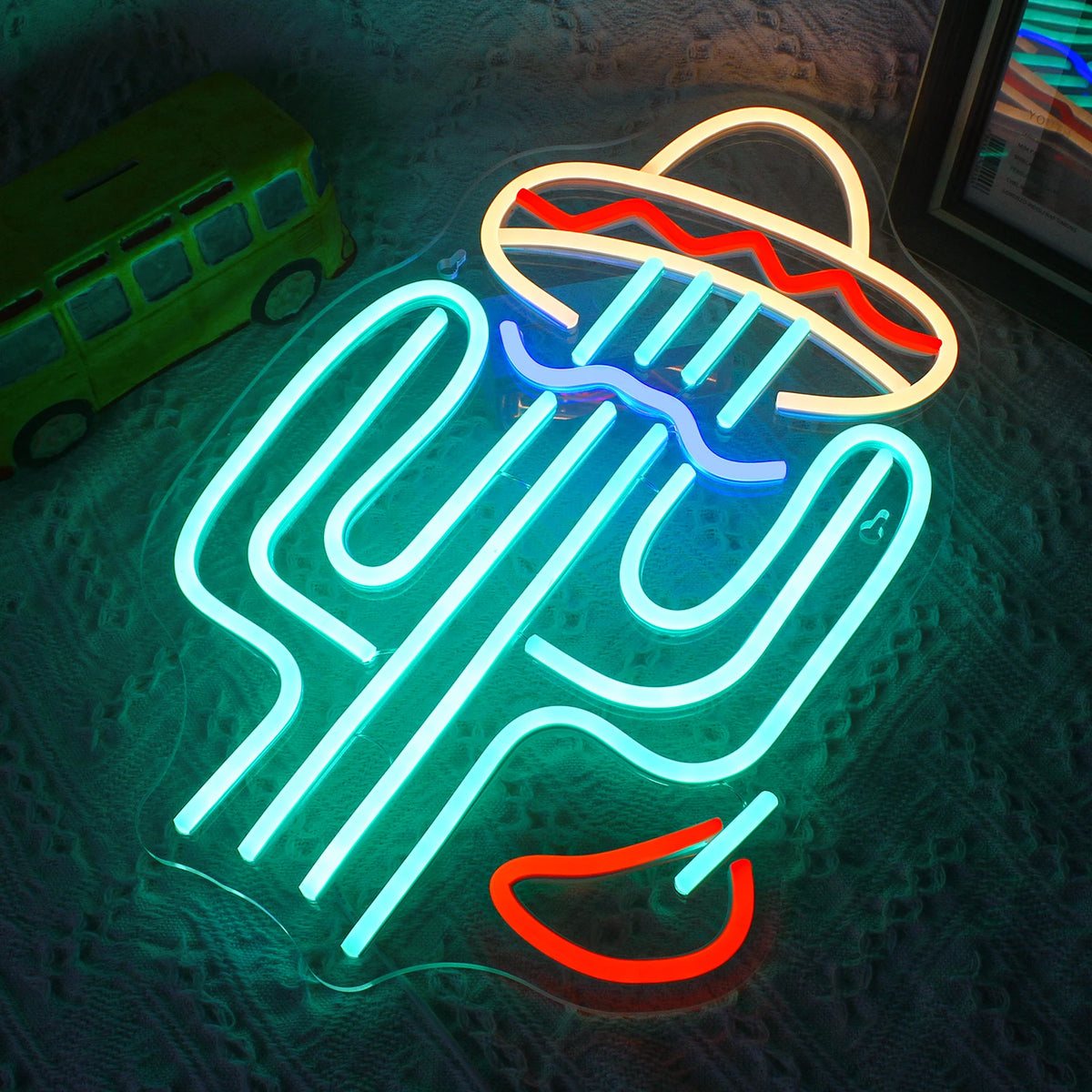Cactus – néon mural LED (5 V USB)