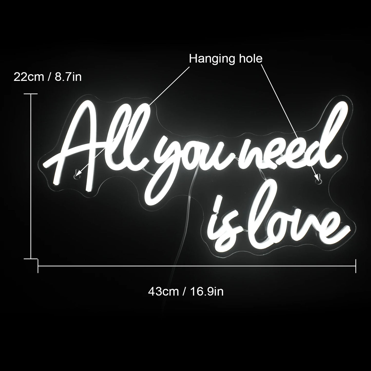 Enseigne LED USB Mini 5V "All You Need is Love" - Économique